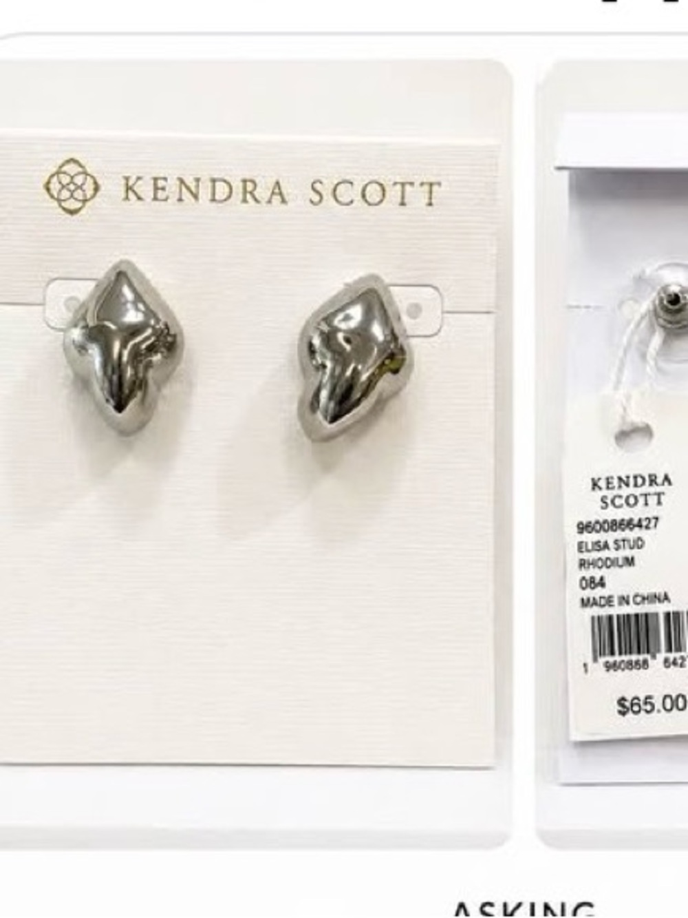 Kendra Scott Rhodium Irregular High-Shine Stud Earrings - Silver